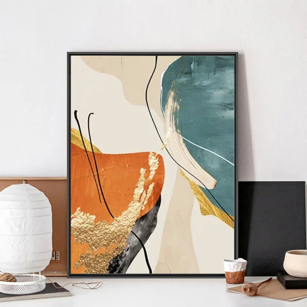 Abstract Orange Nordic Canvas Wall Art Fine Art Print