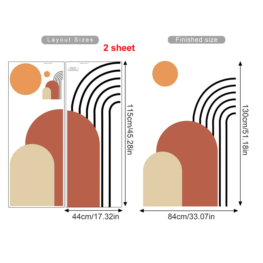 Abstract Rainbow Sun Arch Wall Mural For Home Decor