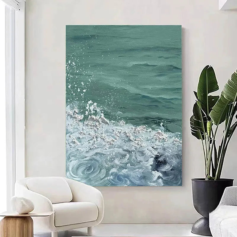 Abstract Sea Surf Coastal Canvas Wall Art Ocean Waves