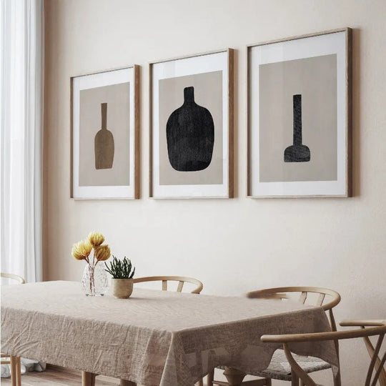 Abstract Still Life Vases Minimalist Canvas Wall Art Print