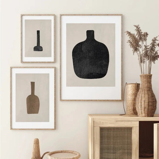 Abstract Still Life Vases Minimalist Canvas Wall Art Print