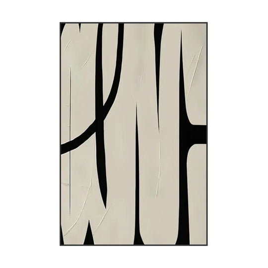 Black Beige Abstract Minimalist Canvas Wall Art
