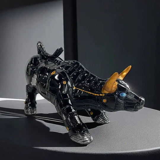 Auspicious Golden Bull Figurine Resin Wealth Decor Accent