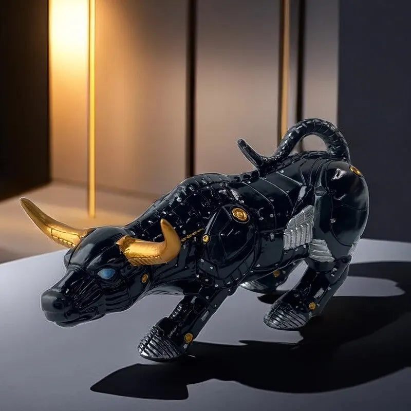 Auspicious Golden Bull Figurine Resin Wealth Decor Accent