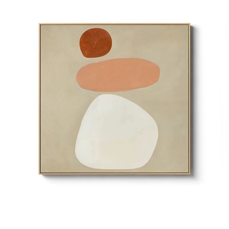 Beige Terracotta Minimalist Abstract Canvas Wall Art Square Unframed