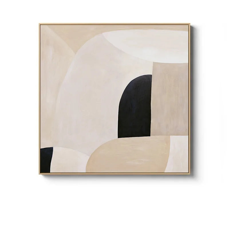 Beige Terracotta Minimalist Abstract Canvas Wall Art Square Unframed