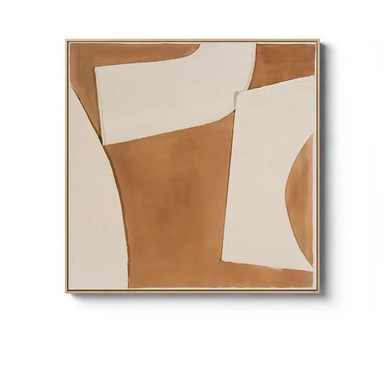 Beige Terracotta Minimalist Abstract Canvas Wall Art Square Unframed