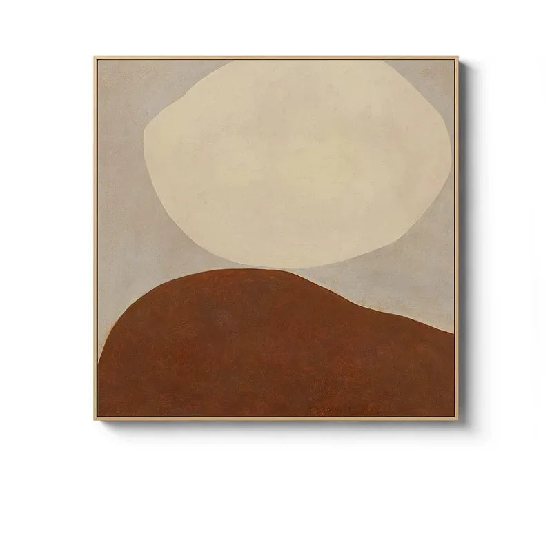 Beige Terracotta Minimalist Abstract Canvas Wall Art Square Unframed