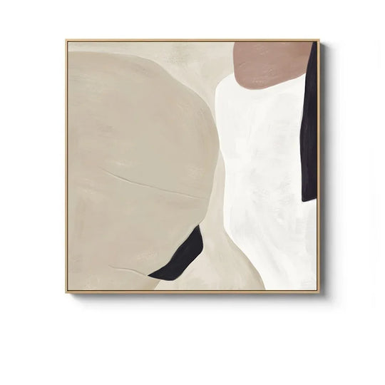 Beige Terracotta Minimalist Abstract Canvas Wall Art Square Unframed
