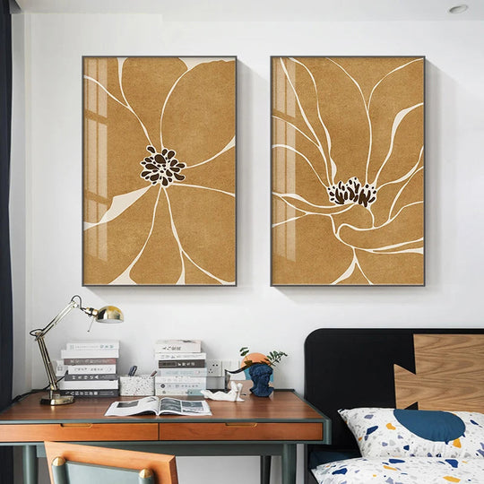 Big Floral Abstract Botanical Canvas Wall Art Unframed