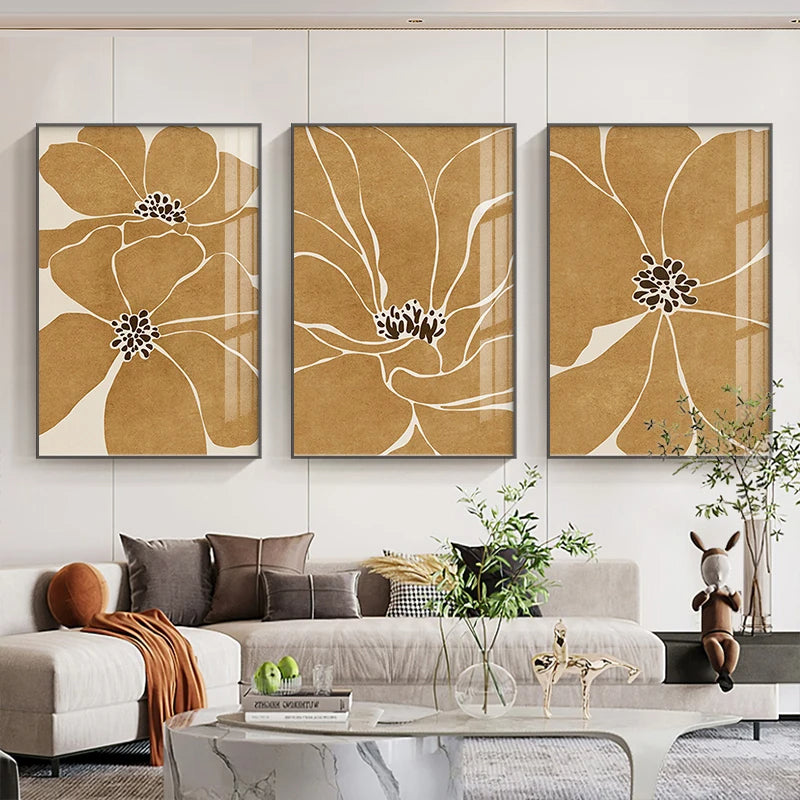Big Floral Abstract Botanical Canvas Wall Art Unframed