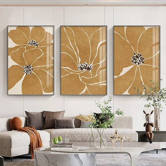 Big Floral Abstract Botanical Canvas Wall Art Unframed
