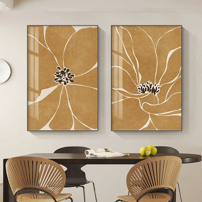 Big Floral Abstract Botanical Canvas Wall Art Unframed