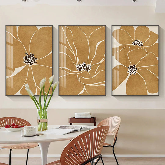 Big Floral Abstract Botanical Canvas Wall Art Unframed