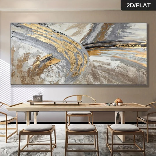 Large Gray Beige Gold Abstract Canvas Wall Art Unframed