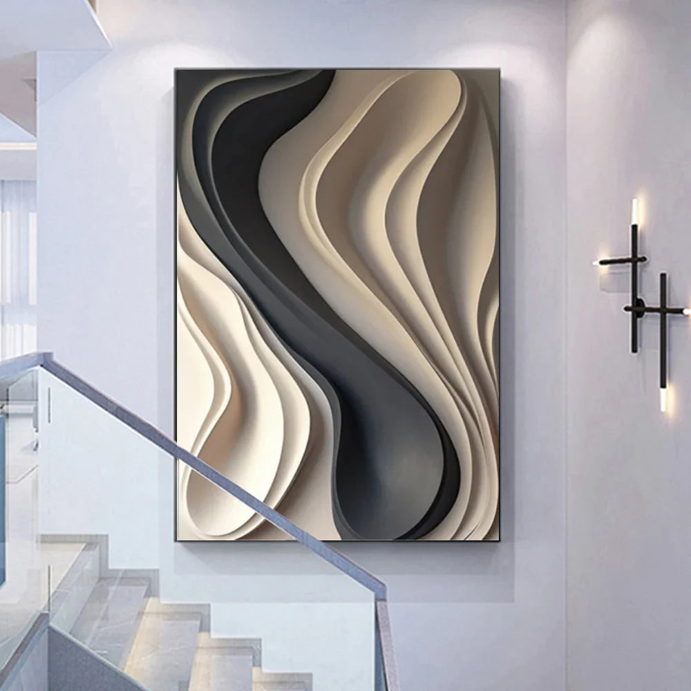 Modern Abstract Flowing Wavy Canvas Wall Art Print