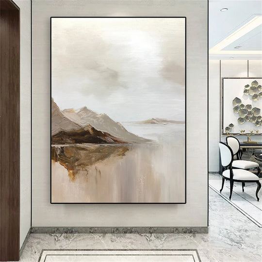 Large Mountain Lake Landscape Canvas Wall Art