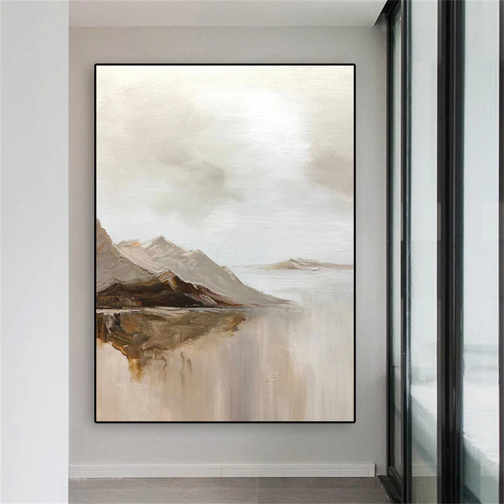 Large Mountain Lake Landscape Canvas Wall Art