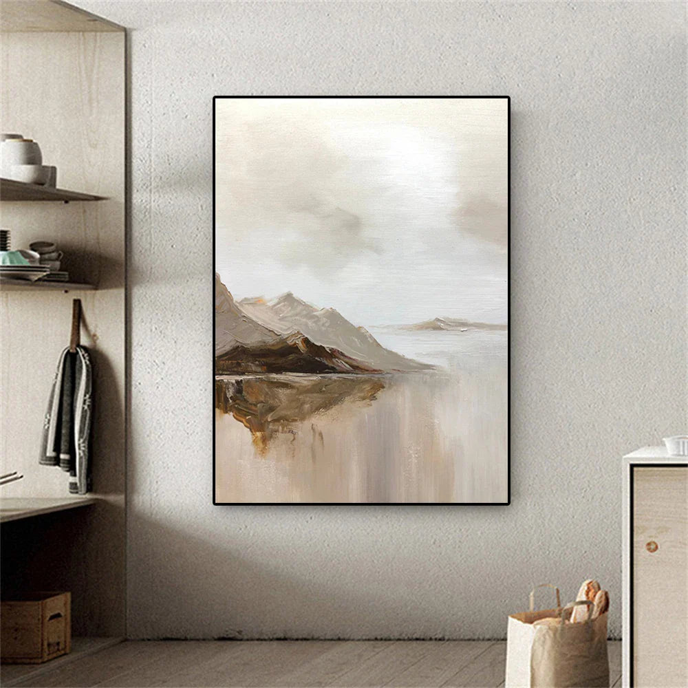 Large Mountain Lake Landscape Canvas Wall Art