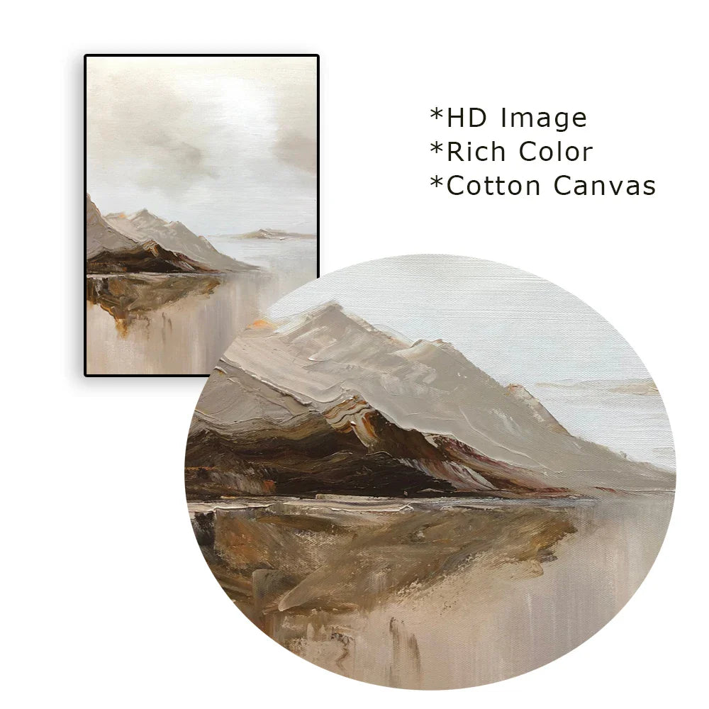 Large Mountain Lake Landscape Canvas Wall Art