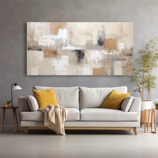 Large Neutral Abstract Canvas Wall Art Unframed