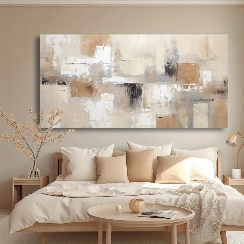 Large Neutral Abstract Canvas Wall Art Unframed