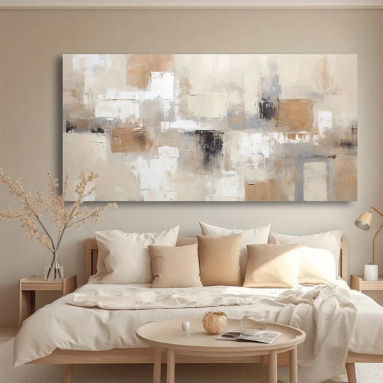 Large Neutral Abstract Canvas Wall Art Unframed