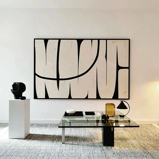 Black Beige Abstract Minimalist Canvas Wall Art