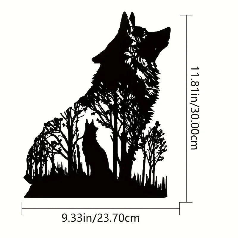 Black Dog Wolf Silhouette Metal Wall Art Decor