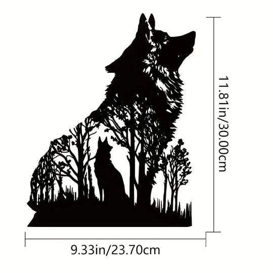 Black Dog Wolf Silhouette Metal Wall Art Decor