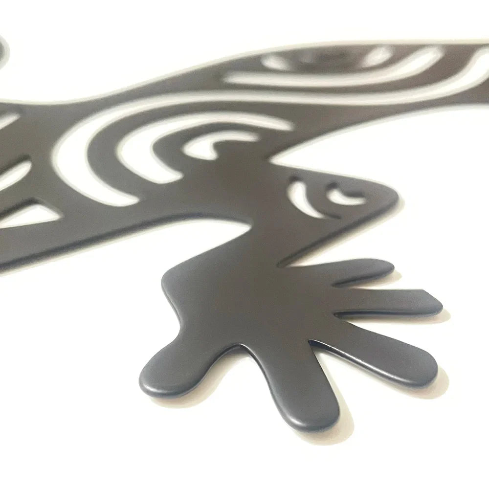 Black Gecko Lizard Silhouette Metal Wall Art Decor