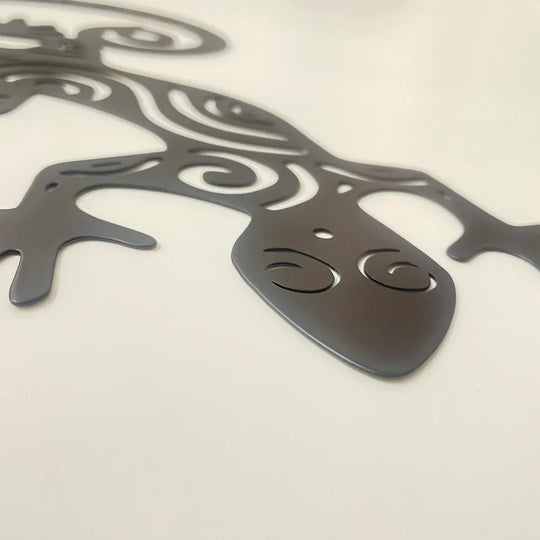 Black Gecko Lizard Silhouette Metal Wall Art Decor