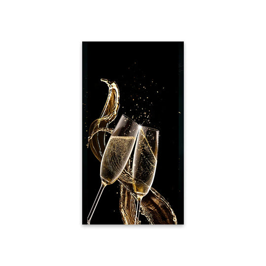 Black Golden Leaves Abstract Botanical Canvas Wall Art Unframed