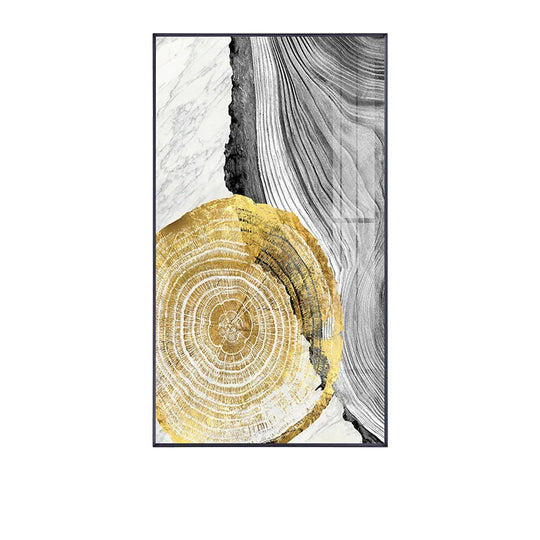 Black Gray Golden Abstract Tree Rings Canvas Wall Art