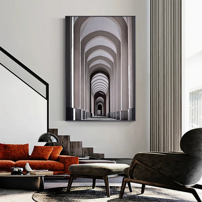 Black Grey Industrial Abstract Architectural Canvas Wall Art