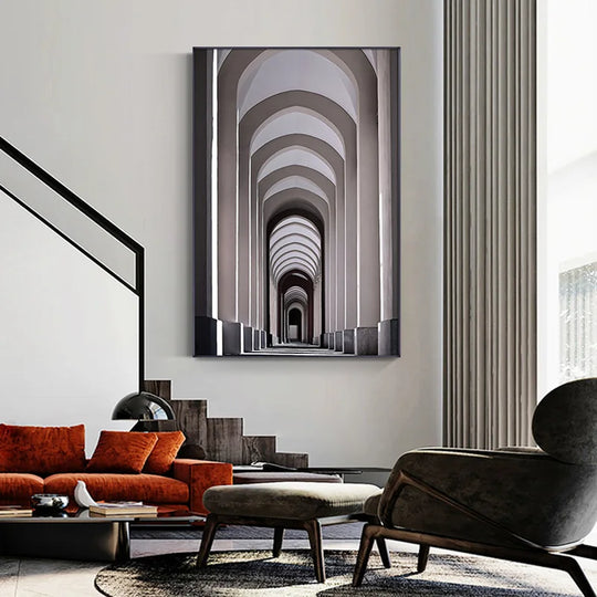 Black Grey Industrial Abstract Architectural Canvas Wall Art