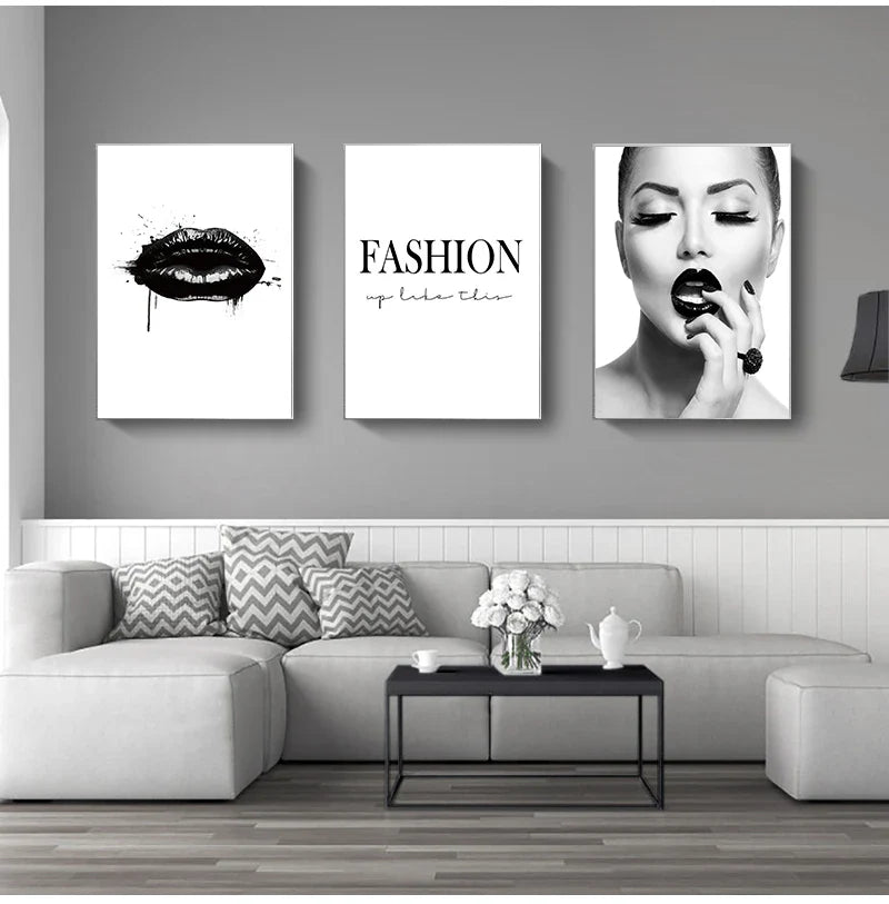 Black Lip Gloss Fashion Beauty Canvas Wall Art
