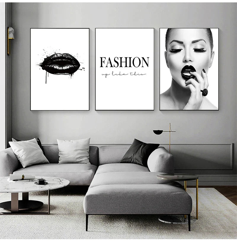 Black Lip Gloss Fashion Beauty Canvas Wall Art