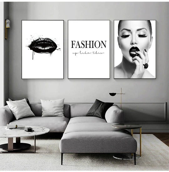 Black Lip Gloss Fashion Beauty Canvas Wall Art