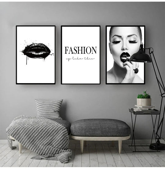 Black Lip Gloss Fashion Beauty Canvas Wall Art