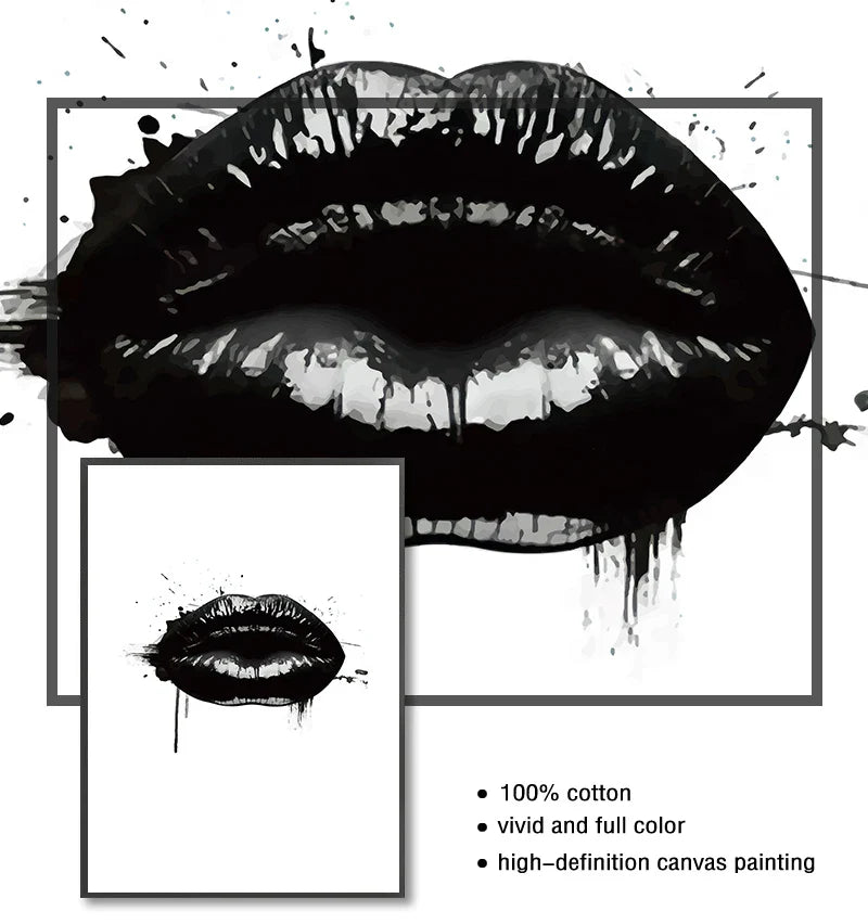 Black Lip Gloss Fashion Beauty Canvas Wall Art