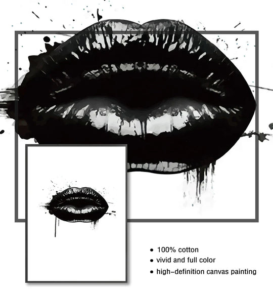 Black Lip Gloss Fashion Beauty Canvas Wall Art