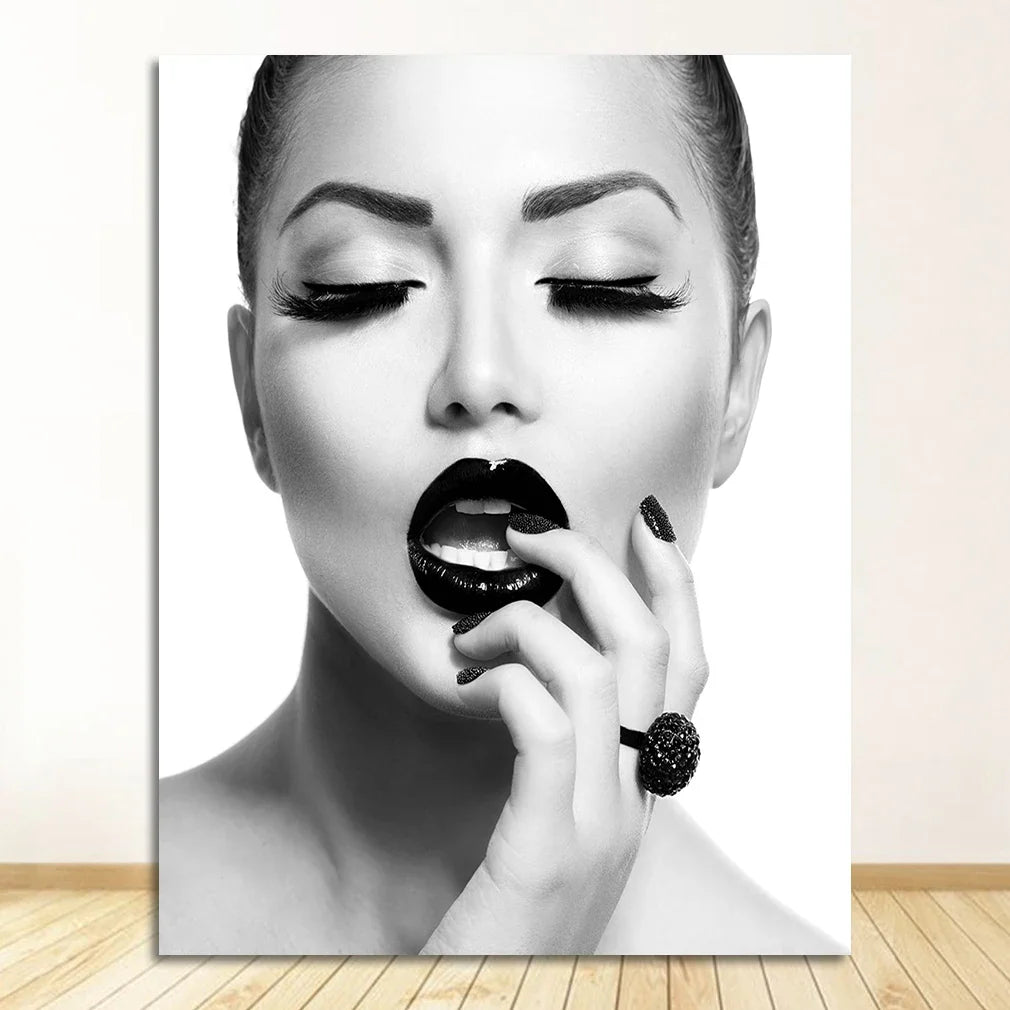 Black Lip Gloss Fashion Beauty Canvas Wall Art