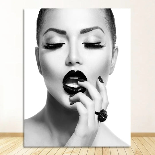 Black Lip Gloss Fashion Beauty Canvas Wall Art