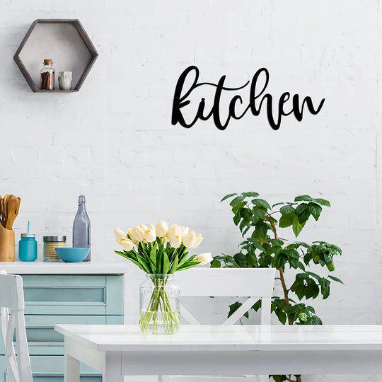 Black Metal Kitchen Typographic Wall Art Decor