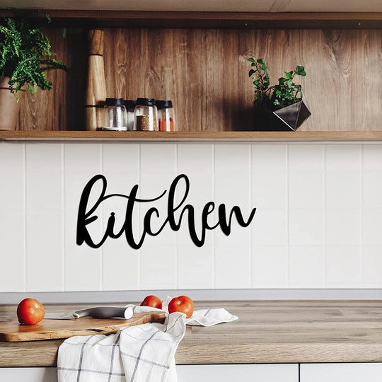 Black Metal Kitchen Typographic Wall Art Decor