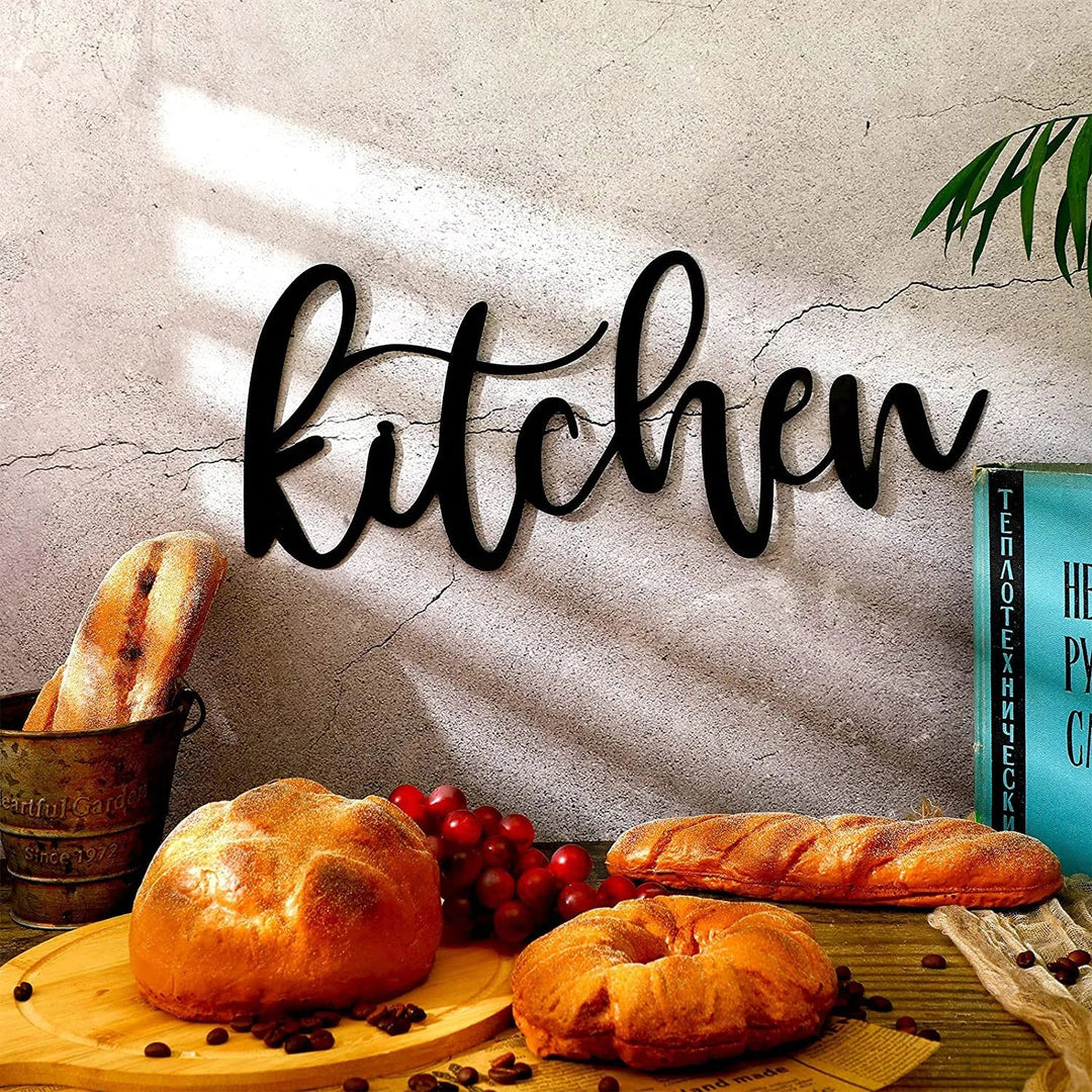 Black Metal Kitchen Typographic Wall Art Decor