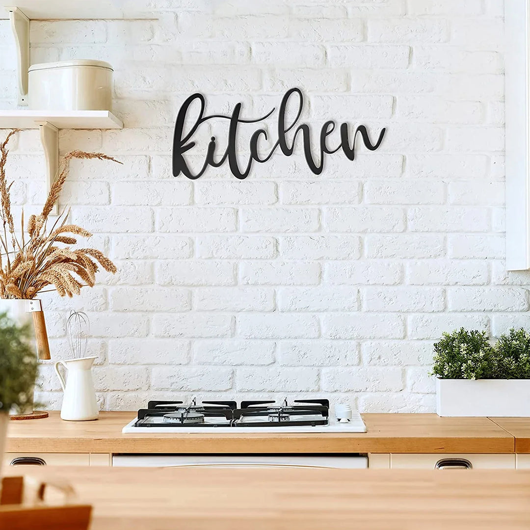 Black Metal Kitchen Typographic Wall Art Decor