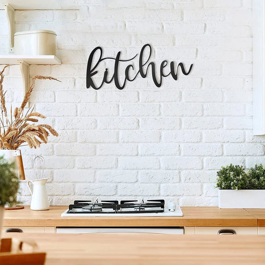 Black Metal Kitchen Typographic Wall Art Decor