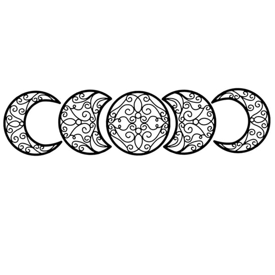 Set of 5 Moon Phase Black Metal Wall Art Decor